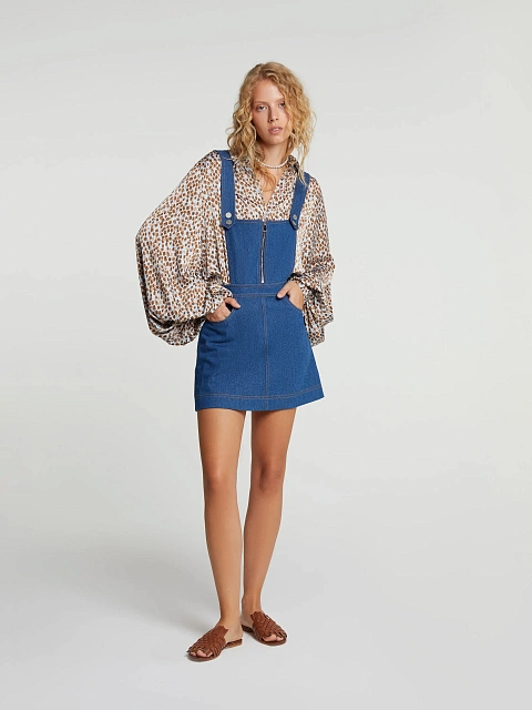 Синий сарафан из денима на лямках, 5