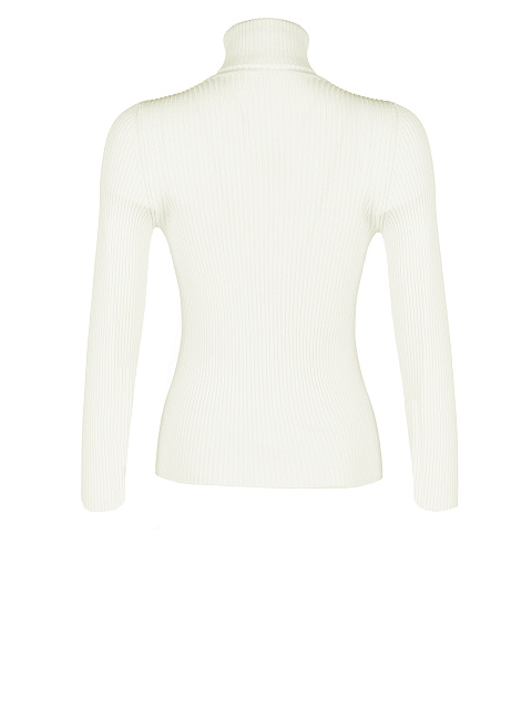 Молочная трикотажная водолазка в рубчик, 2