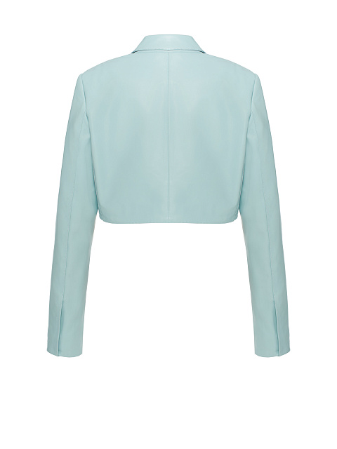 Голубой укороченный жакет из кожи, 2 Голубой укороченный жакет из кожи, 2