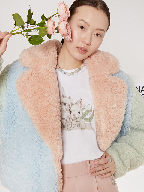 Белая хлопковая футболка с принтом, 4