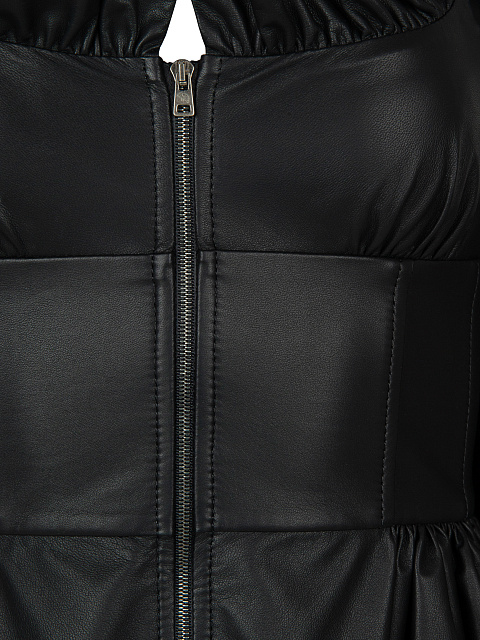 Черная кожаная блузка с баской, 3 Черная кожаная блузка с баской, 3