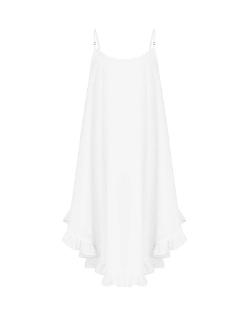 Белоснежный детский сарафан из шифона в горошек, 1