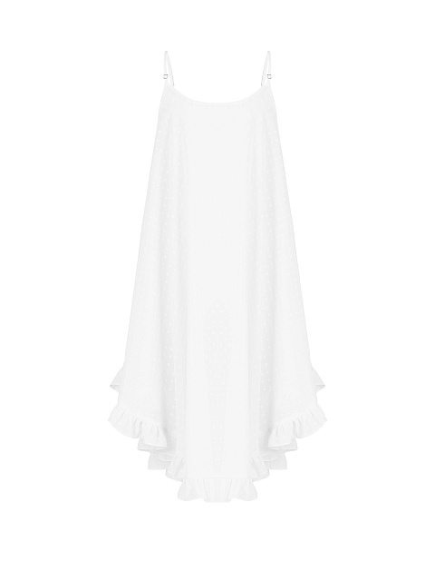 Белоснежный детский сарафан из шифона в горошек, 1