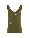 Зеленая майка со стразами и пайетками