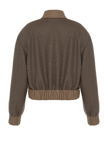 Коричневый бомбер в клетку из шерсти, 2