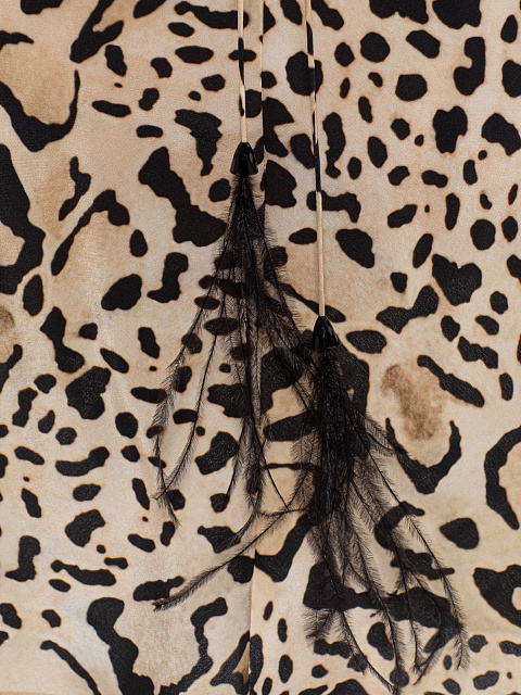 Бежевое платье-мини из шелка с леопардовым принтом, 4