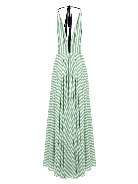 Зеленое хлопковое платье с открытой спиной, 2