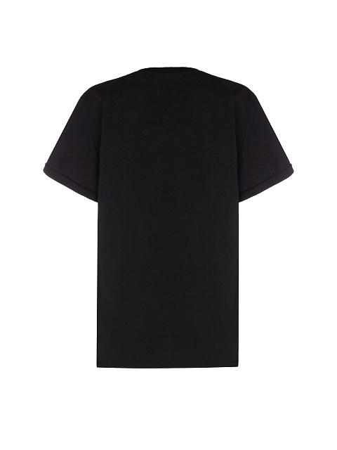 Черная хлопковая футболка с серебряными стразами, 2