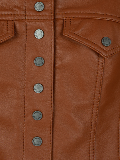 Коричневое платье-мини из кожи, 3