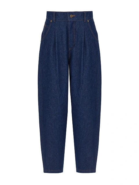 Темно-синие хлопковые джинсы-бананы, 1