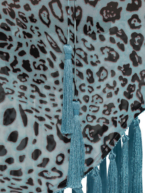 Голубое асимметричное платье-мини с леопардовым принтом, 3