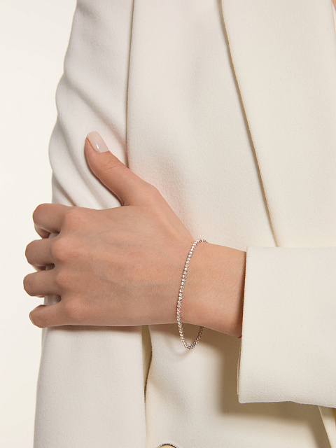 Тонкий браслет из белого золота с бриллиантами          , 2