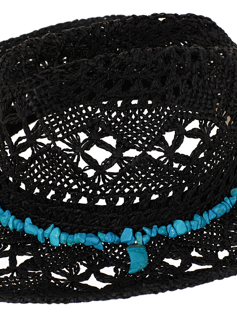 Черная соломенная шляпа с бирюзой, 4