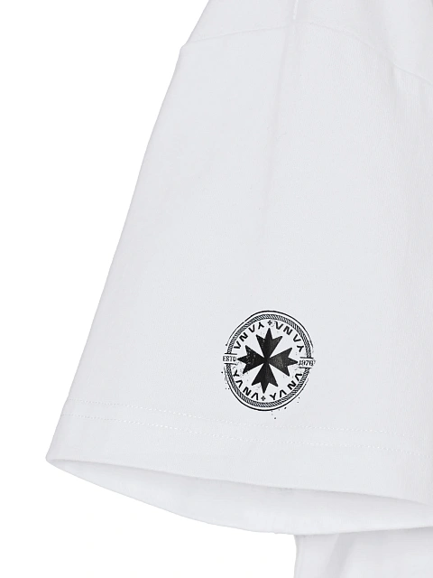 Мужская белая футболка из хлопка с принтом в виде якоря, 4