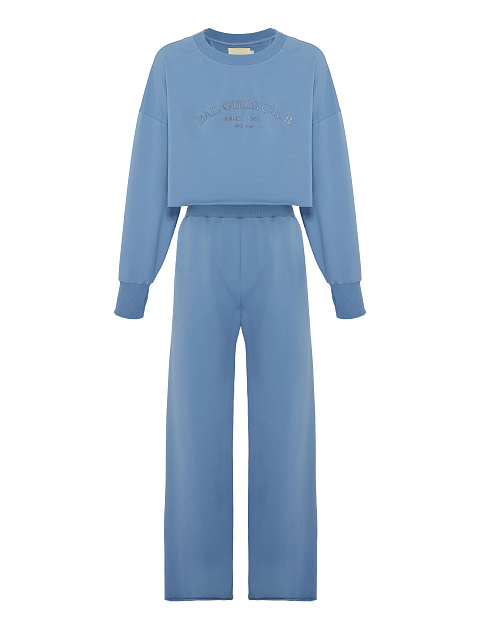 Голубой трикотажный костюм Bad Girls Club с тональной вышивкой, 1