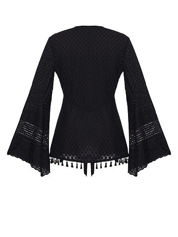 Черная блузка из хлопкового кружева, 2