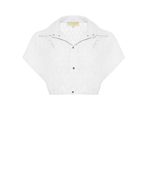 Белый хлопковый сет из рубашки с коротким рукавом и бра, 2