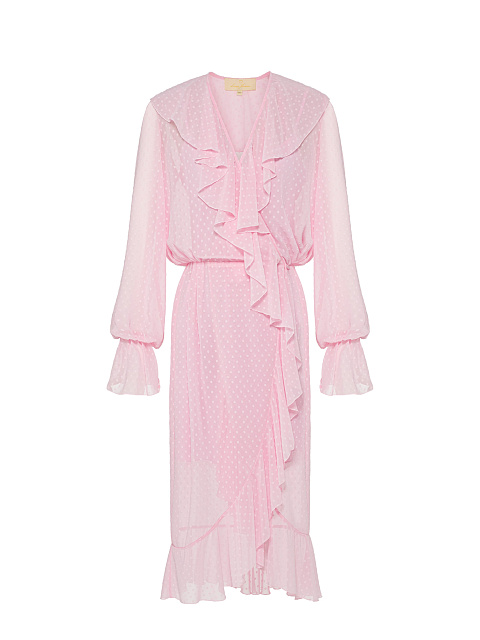 Розовое шифоновое платье-миди, 1