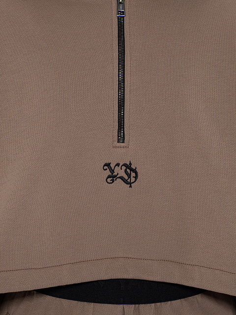 Коричневый трикотажный костюм с брюками-карго, 5