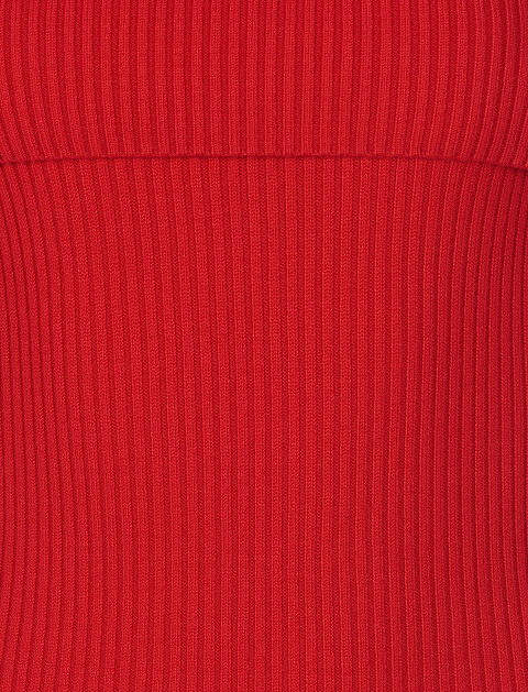 Красное трикотажное платье-мини с открытыми плечами, 3