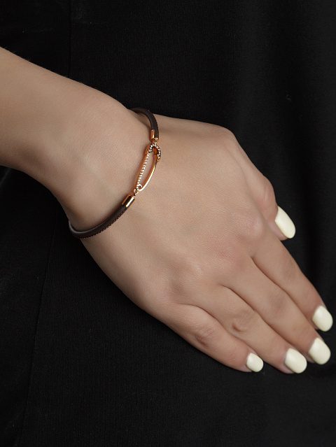 Браслет из розового золота, кожи и бриллиантов, 2 Браслет из розового золота, кожи и бриллиантов, 2