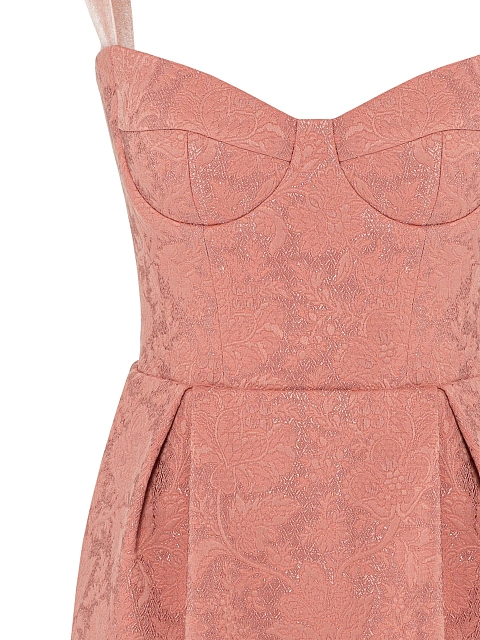 Розовый жаккардовый костюм из платья-миди и жакета, 4