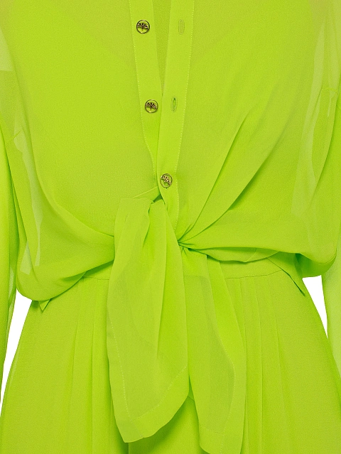 Салатовый комплект из платья-миди и блузки, 4