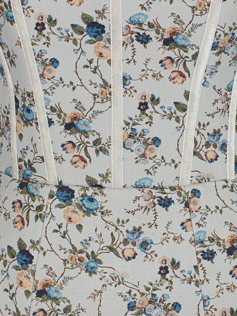 Серое платье-мини из хлопка с цветочным принтом, 3