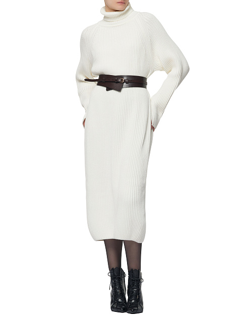 Белое платье-миди крупной вязки, 5