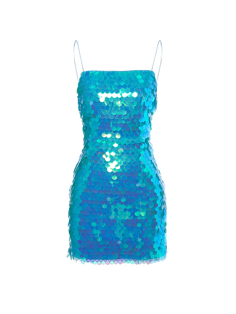 Голубое платье-мини в крупных пайетках, 1 Голубое платье-мини в крупных пайетках, 1