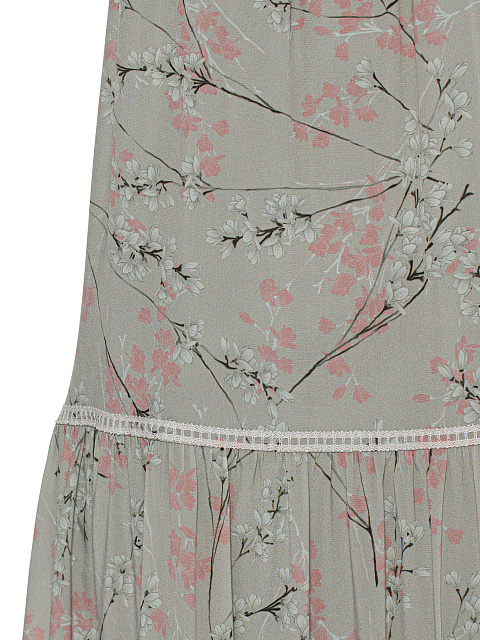 Серое платье-макси из шелка с цветочным принтом, 3