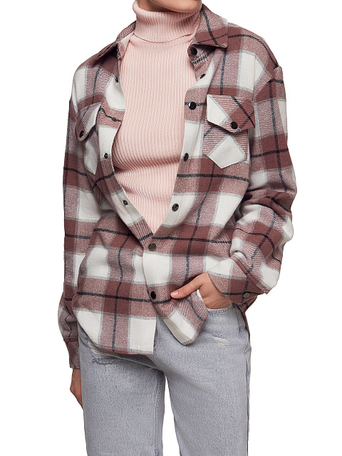 Коричнево-белая рубашка из плотной шерсти в клетку, 4 Коричнево-белая рубашка из плотной шерсти в клетку, 4