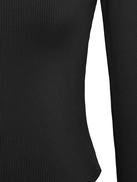 Черное боди с длинным рукавом и круглым вырезом, 3