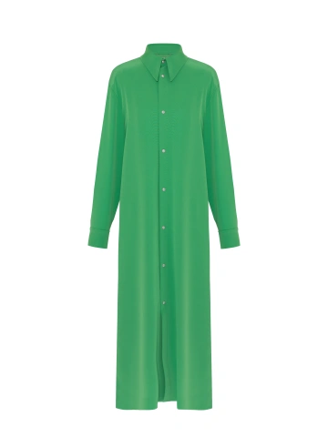 Зеленый комплект из платья-миди и удлиненной рубашки, 2