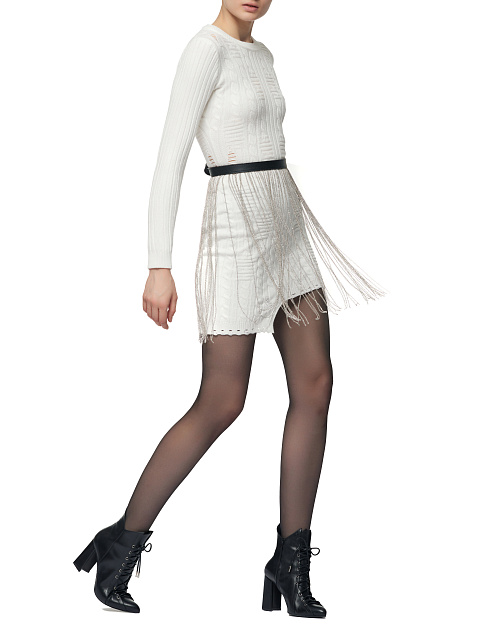 Белое вязаное платье с асимметричным подолом, 6