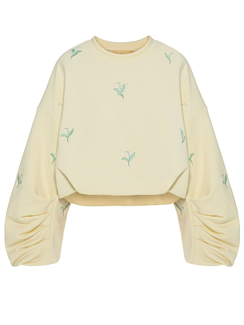 Светло-желтый укороченный свитшот с ландышами, 1