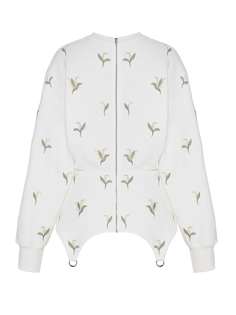 Белый свитшот из футера с баской и вышивкой, 2