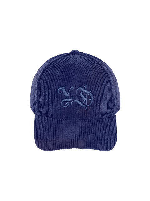 Синяя кепка из вельвета с вышивкой YD, 2