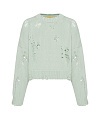 Пуловер мятного цвета с дырками, укороченный