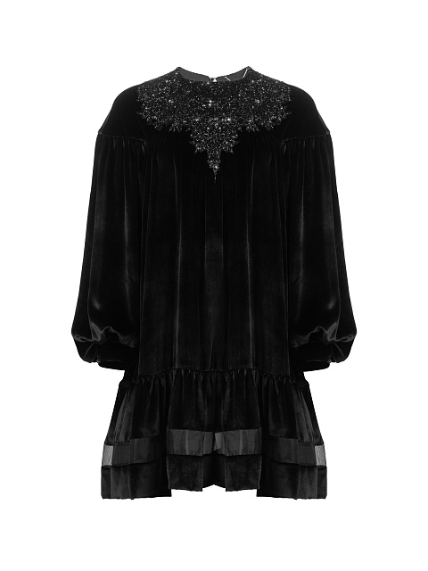 Черное бархатное платье с вышивкой, 1