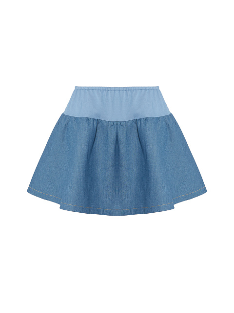 Голубой комплект из топа с баской и юбки-мини, 4