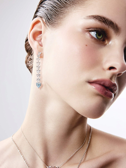 Длинные серьги с бриллиантами LG в огранке «сердце» , 2