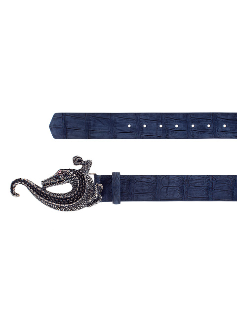 Синий ремень из крокодиловой кожи с гранатом, 2