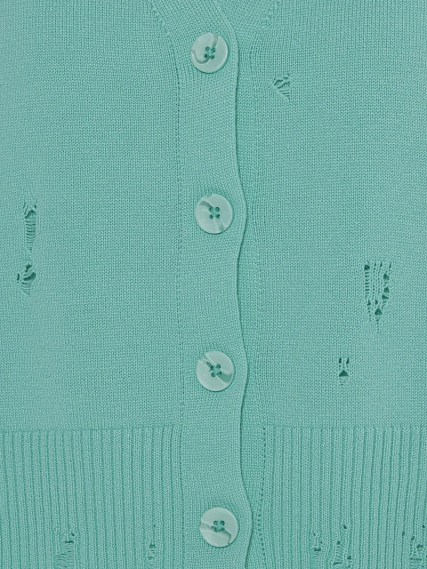 Бирюзовый вязаный комплект из кардигана, топа и брюк, 6 Бирюзовый вязаный комплект из кардигана, топа и брюк, 6