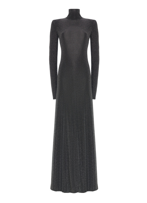 Черное платье с люрексом и открытой спиной, 1