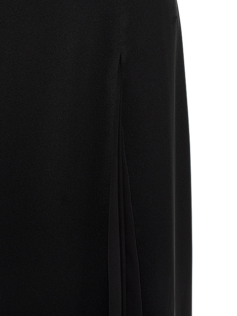 Черное шелковое платье-макси с накидкой из шифона и кружева, 6