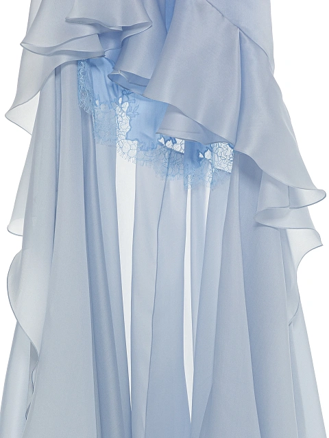 Асимметричное голубое платье-макси из органзы, 5