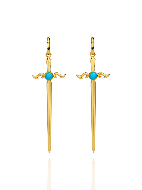Серьги из позолоченного серебра с бирюзой, 1