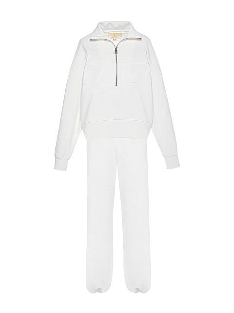 Белый монохромный трикотажный костюм с нашивкой, 2