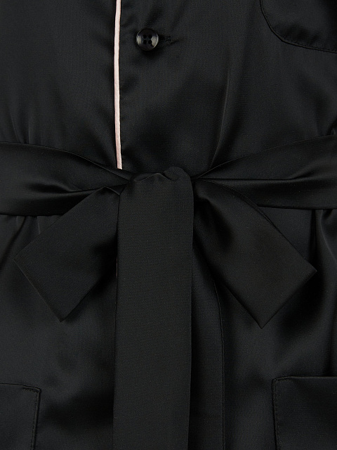 Черная шелковая пижама с розовым кантом, 5